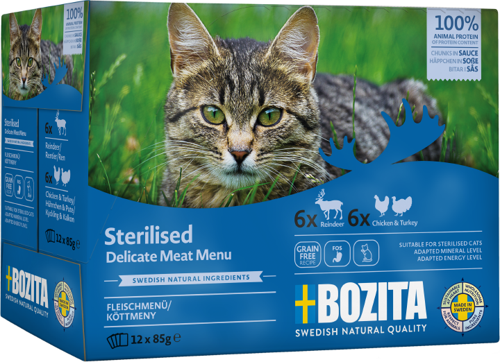 BOZITA Katzen-Nassfutter Sterilised Fleischmenü in Sauce